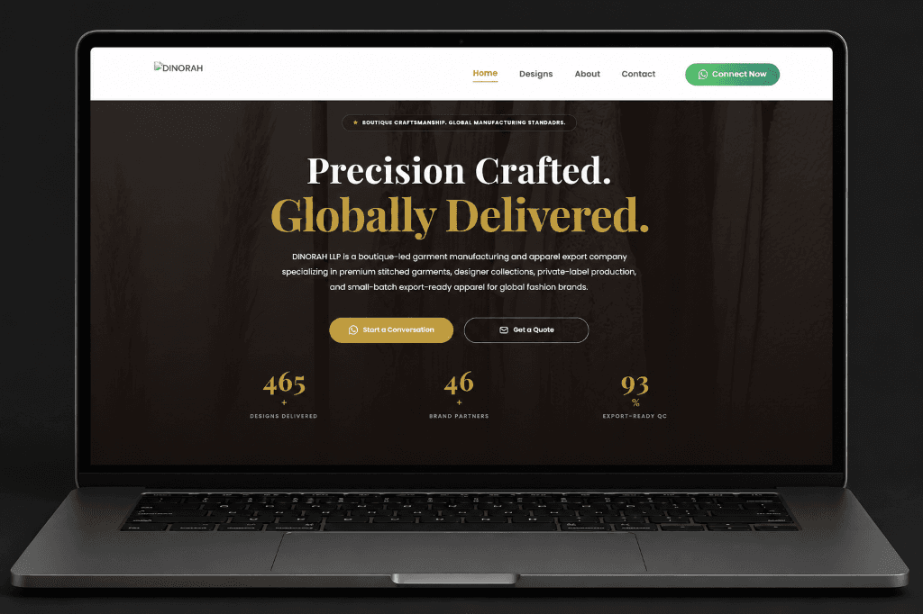 Dinorah website mockup inside desktop and mobile device frames
