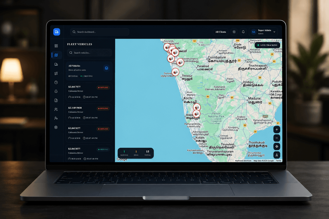 Fleet Management website mockup inside desktop and mobile device frames