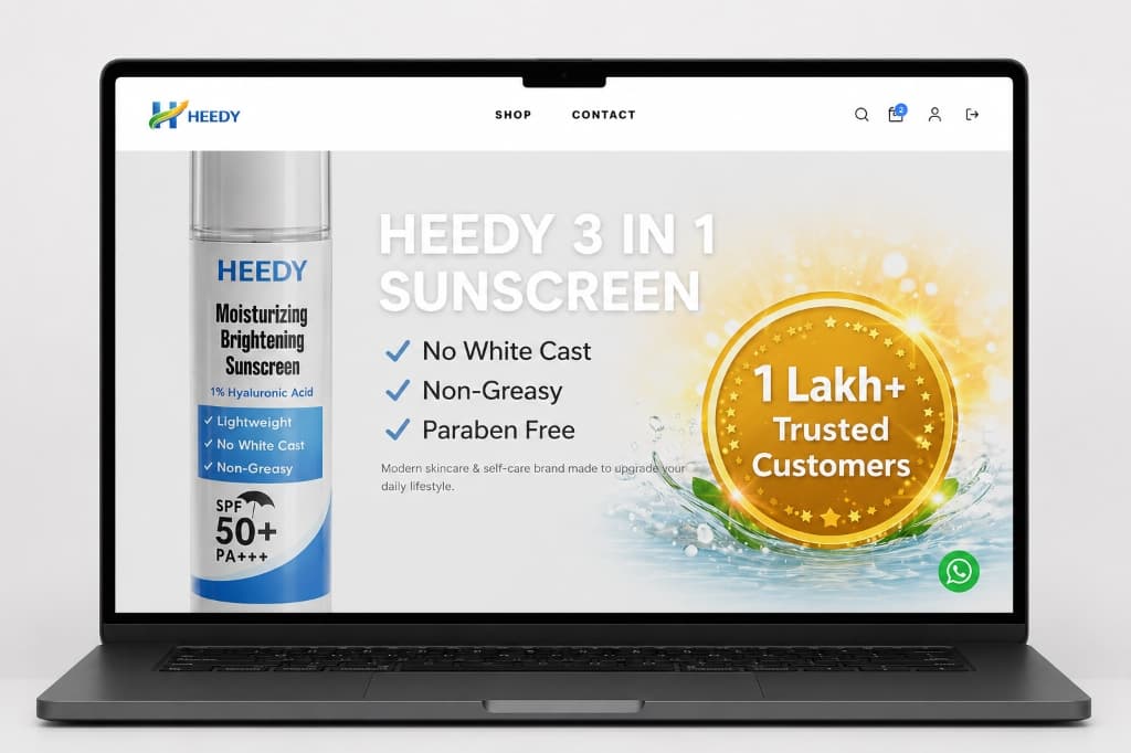 HEEDY website mockup inside desktop and mobile device frames