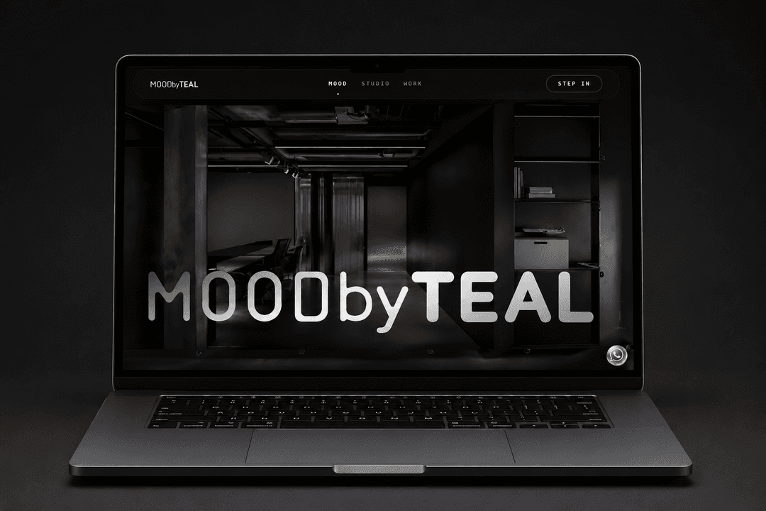 Moodbyteal website mockup inside desktop and mobile device frames